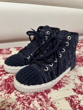Chanel  Navy High-Top Sneakers